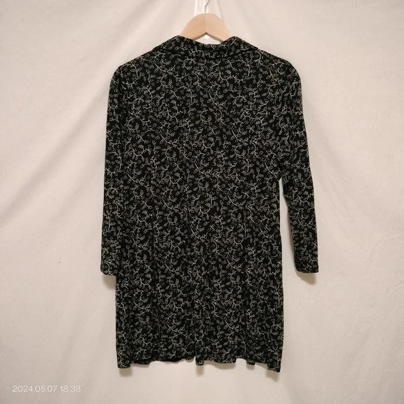 J Jill Size Medium Button Tunic Shift Dress floral pattern long sleeves - Picture 3 of 10